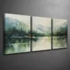 3pcs Mountain Forest & Lake Abstract Canvas Framed 50x70cm- High Quality Print 100% Australian Made Wall Canvas Ready to Hang