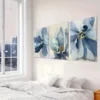 3pcs Blue Floral Canvas Wall Art Set Canvas Framed 50x70cm - High Quality Print 100% Australian Made Wall Canvas Ready to Hang - Image 3