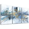 3pcs Abstract Blue and Golden Wall Art Set Canvas Framed 50x70cm - High Quality Print 100% Australian Made Wall Canvas Ready to Hang