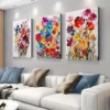 3pcs Colorful Watercolor Floral Wall Art Set Canvas Framed 50x70cm - High Quality Print 100% Australian Made Wall Canvas Ready to Hang - Image 3