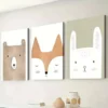 3pcs Artistic Modern Simple Cute Animals Face Wall Art Set Canvas Framed 50x70cm - High Quality Print 100% Australian Made Wall Canvas Ready to Hang - Image 3