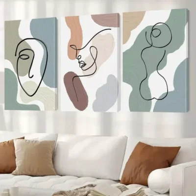 3pcsModern Minimalist Aesthetic Abstract Wall Art Set Canvas Framed 50x70cm- High Quality Print 100% Australian Made Wall Canvas Ready to Hang