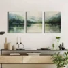 3pcs Mountain Forest & Lake Abstract Canvas Framed 50x70cm- High Quality Print 100% Australian Made Wall Canvas Ready to Hang - Image 2