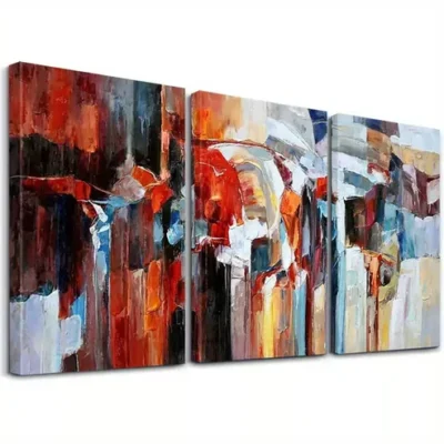 3pcs Colourful Painting Simple Fashion Graffiti Wall Art Set Canvas Framed 50x70cm - High Quality Print 100% Australian Made Wall Canvas Ready to Hang