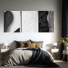 3pcs Black and White Abstract Canvas Framed 50x70cm- High Quality Print 100% Australian Made Wall Canvas Ready to Hang - Image 3