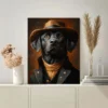 Funny Dog Portrait Oil Painting Wall Art Canvas Framed 40x60 - Image 3