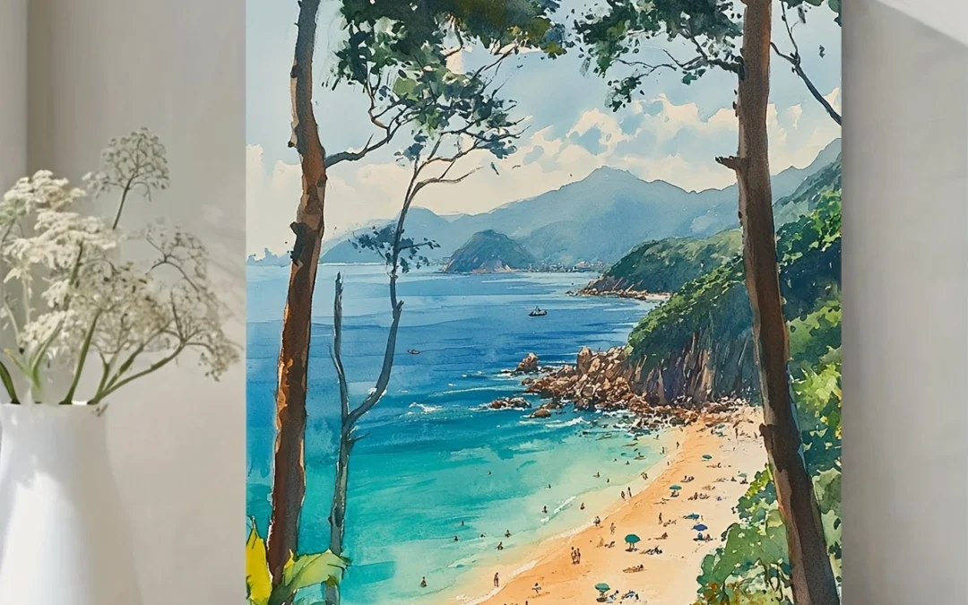 Turtle Cove Beach, Hong Kong  Wall Art Canvas Framed 40×60