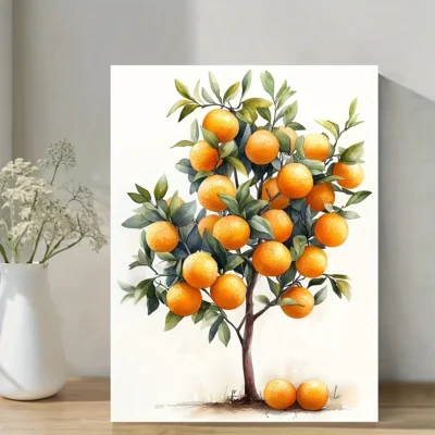 Vibrant Andalusia Orange Tree Wall Art Canvas Framed 40x60