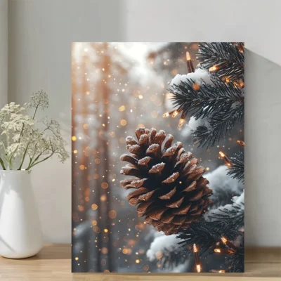 Christmas Pinecone Wall Art Canvas Framed 40x60