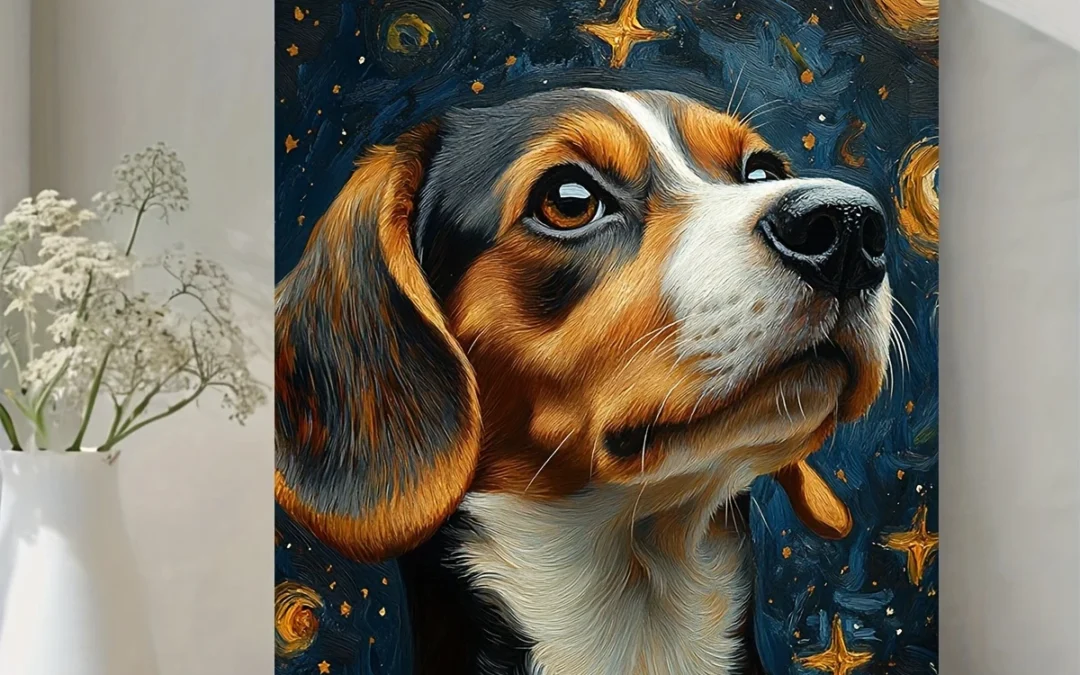 Beagle Dog Portrait Wall Art Canvas Framed 40×60