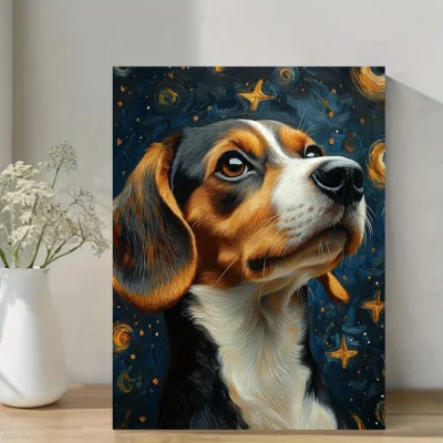 Beagle  Dog Portrait Wall Art Canvas Framed 40x60