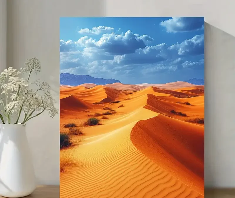Vibrant Orange Dunes ,Sahara Desert Wall Art Canvas Framed 40×60