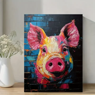 Abstract Pig Oil Painting Wall Art Canvas Framed 40x60