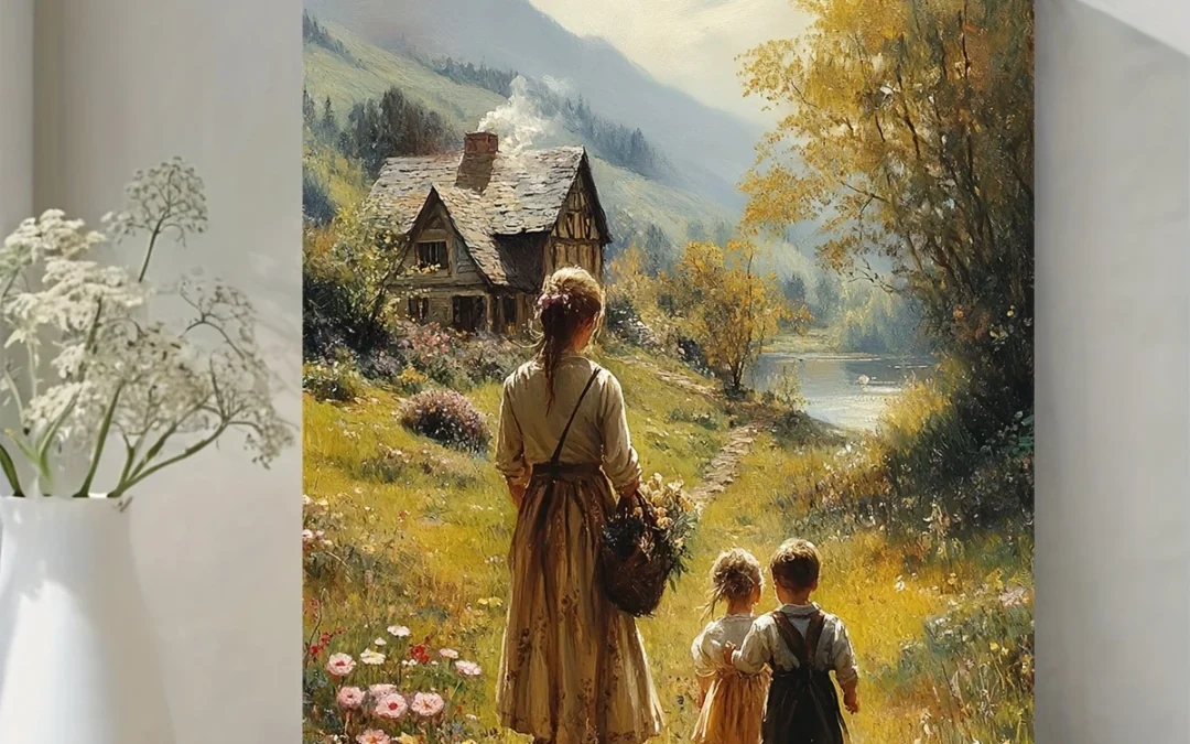 Mother & Youngsters Wall Art Canvas Framed 40×60