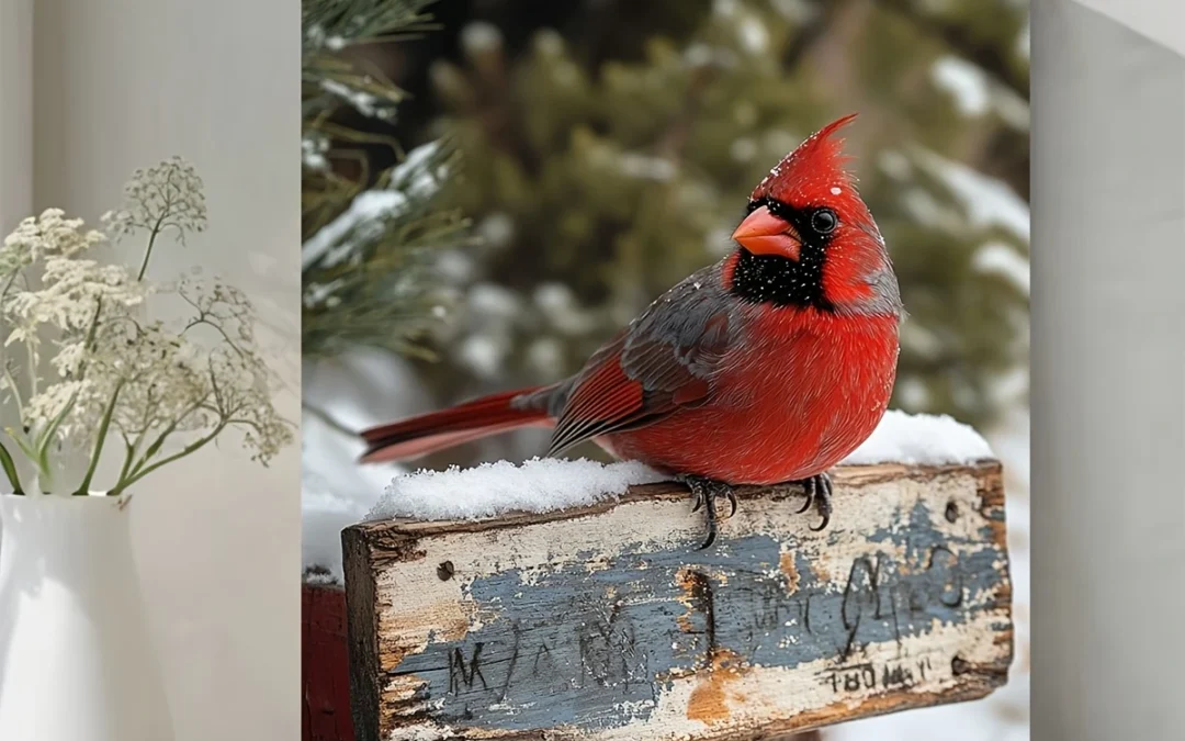 Moody Cardinal ,Snowy Branch Wall Art Canvas Framed 40×60