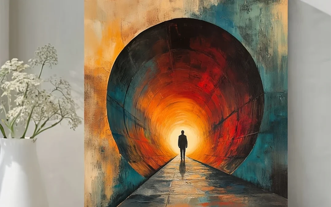 “Light Speed Tunnel” Geometric Wall Art Canvas Framed 40×60