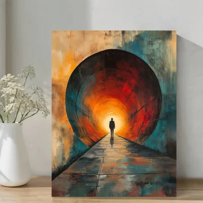 "Light Speed Tunnel" Geometric Wall Art Canvas Framed 40x60