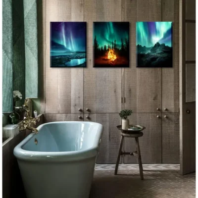 3pcs Northern Lights Scenery Painting Wall Art Set Canvas Framed 40x60cm - High Quality Print 100% Australian Made Wall Canvas Ready to Hang