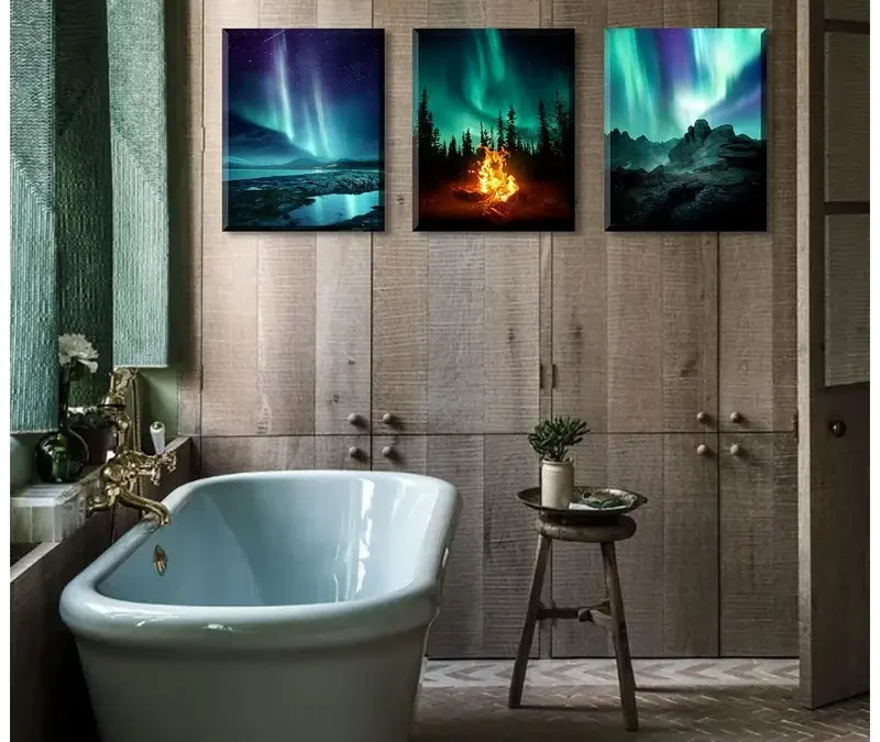 3pcs Northern Lights Scenery Painting Wall Art Set Canvas Framed 40x60cm – High Quality Print 100% Australian Made Wall Canvas Ready to Hang