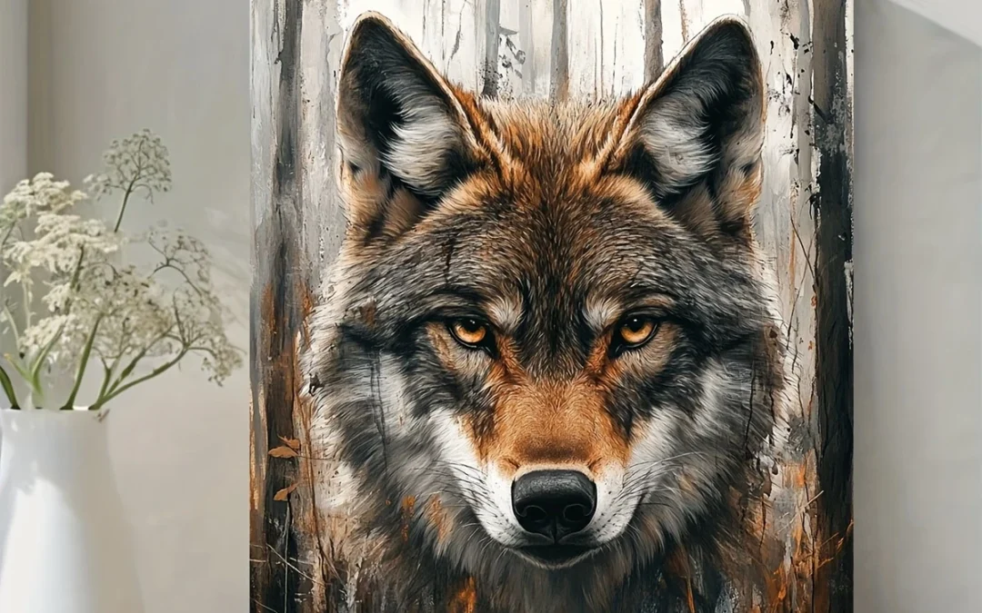 Eye-Catching Wolf Painting Wall Art Canvas Framed 40×60