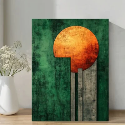 Abstract Emerald Green Design Wall Art Canvas Framed 40x60