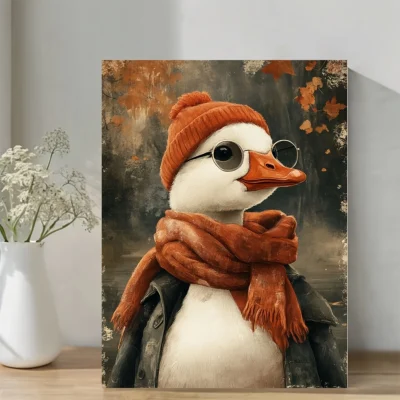 Cute Goose Wall Art Canvas Framed 40x60