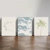 3pcs Abstract Palm Trees, Minimalist Beach Wall Art Set Canvas Framed 40x60cm - High Quality Print 100% Australian Made Wall Canvas Ready to Hang - Image 2