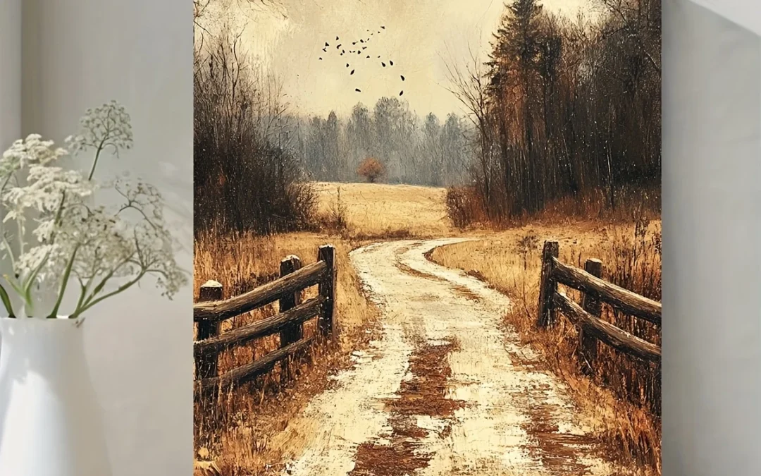 Old Country Road  Wall Art Canvas Framed 40×60