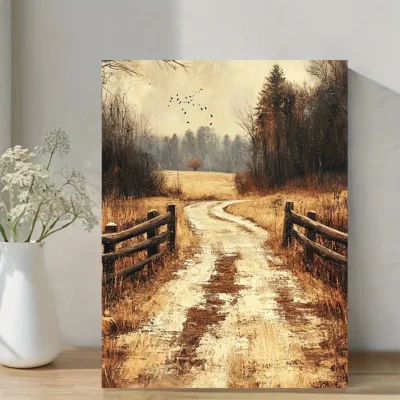 Old Country Road  Wall Art Canvas Framed 40x60