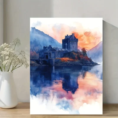 Scottish Highlands Loch Ness Castle Scene Wall Art Canvas Framed 40x60