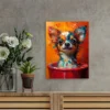 Splatter Paint Dog in Bathtub Abstract Wall Art Canvas Framed 40x60 - Image 2