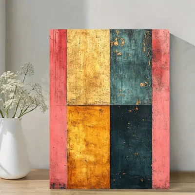 Vibrant Abstract Geometric Wall Art Canvas Framed 40x60
