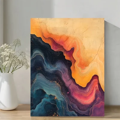 Abstract  Vibrant Colorful Marble Design, Wall Art Canvas Framed 40x60