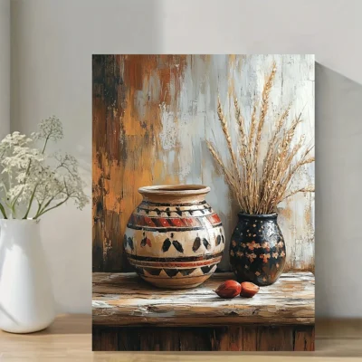 Southwestern Native American Pot Wall Art Canvas Framed 40x60