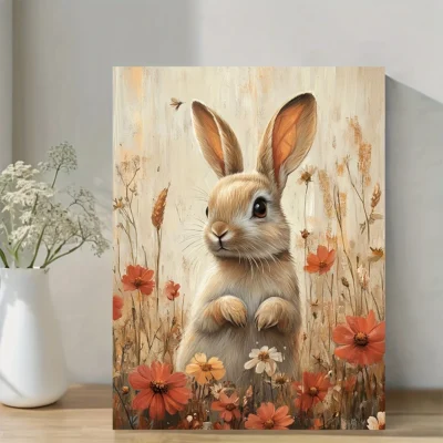 Adorable Rabbit in Meadow ,Wildlife Wall Art Canvas Framed 40x60