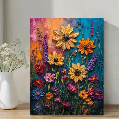 Vibrant Enchanted Garden Wall Art Canvas Framed 40x60