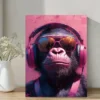 Gorilla DJ Headphones Abstract  Wall Art Canvas Framed 40x60