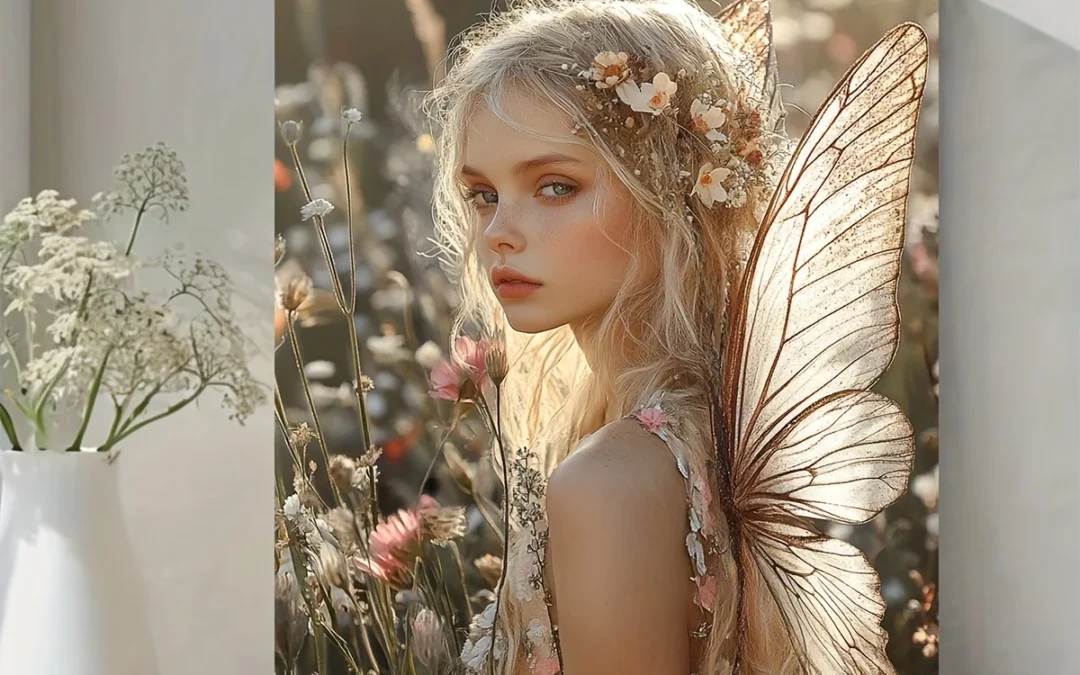 Rustic Angel,Whimsical Wildflower Wall Art Canvas Framed 40×60