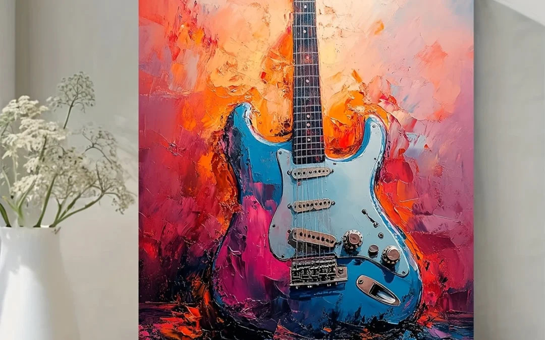 Abstract Electric Guitar  Wall Art Canvas Framed 40×60