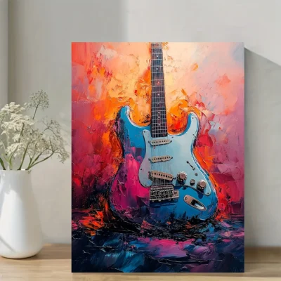Abstract Electric Guitar  Wall Art Canvas Framed 40x60