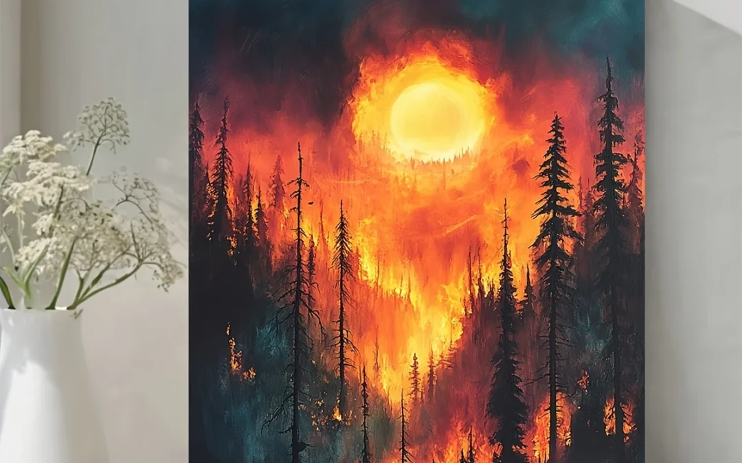 A Forest Fire Wall Art Canvas Framed 40×60