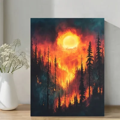 A Forest Fire Wall Art Canvas Framed 40x60