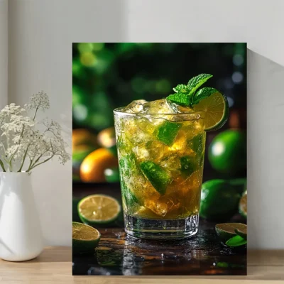 Caipirinha Cocktail Vibrant Brazilian Drink Wall Art Canvas Framed 40x60