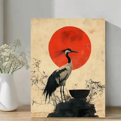 Japanese Cran Wall Art Canvas Framed 40x60