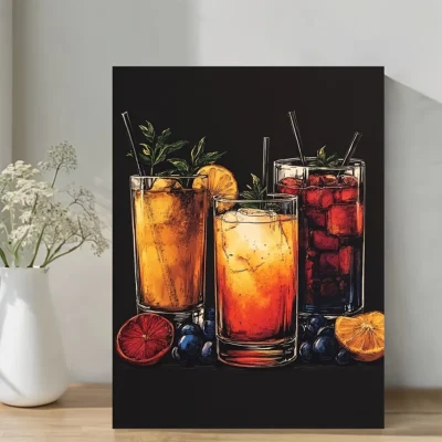 Vintage Cocktails Bar Wall Art Canvas Framed 40x60