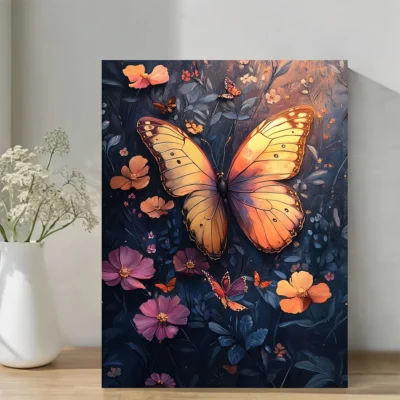 Magical Butterflies ,Enchanted Forest & Dark Magical Flowers Wall Art Canvas Framed 40x60