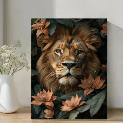 Majestic Lion ,Tropical Jungle Wildlife Wall Art Canvas Framed 40x60
