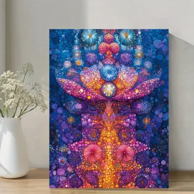 Vibrant Abstract Chic Spaces, Colorful Floral & Geometric Design Wall Art Canvas Framed 40x60