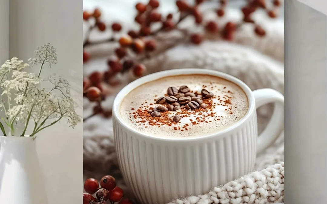 Rustic Coffee Warm Latte with Cinnamon & Berries Wall Art Canvas Framed 40×60
