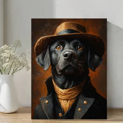 Funny Dog Portrait Oil Painting Wall Art Canvas Framed 40x60